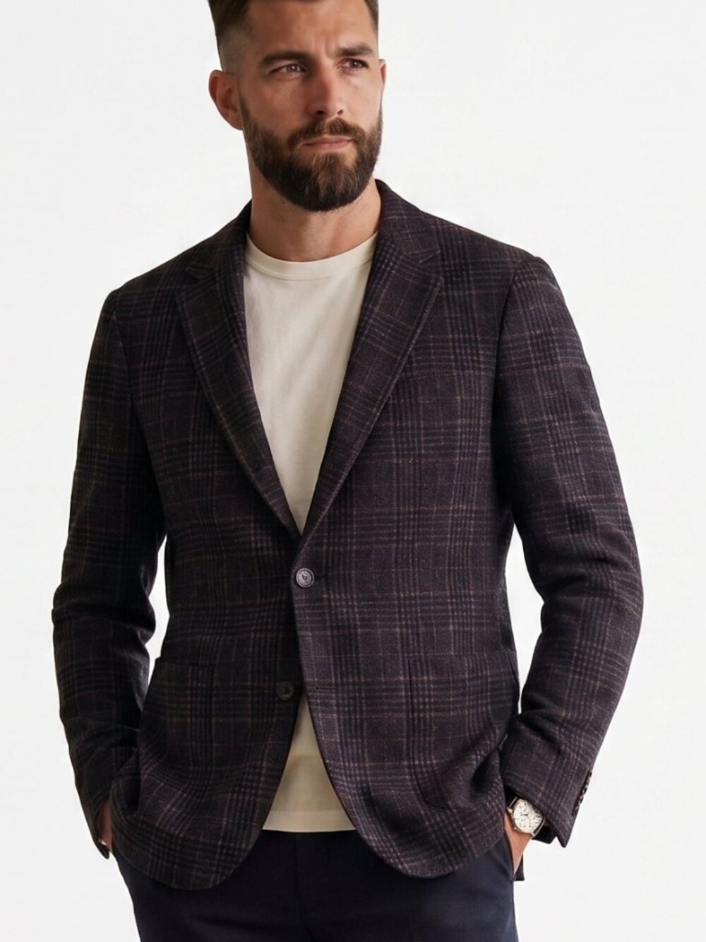 Boss Hugo Boss Men's Unlined Plaid Blazer - Charcoal Gray Check 38 R NWOT